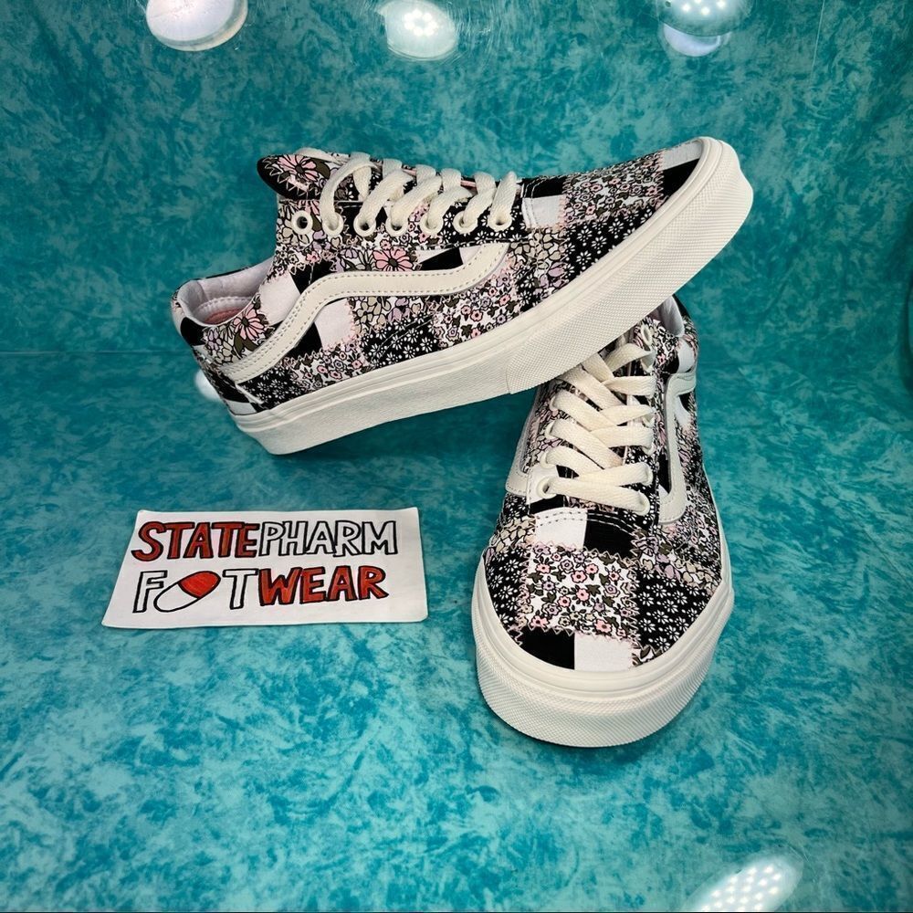 Vans Old Skool 'Floral Patchwork' Women’s Pink Black White Low Top Shoes